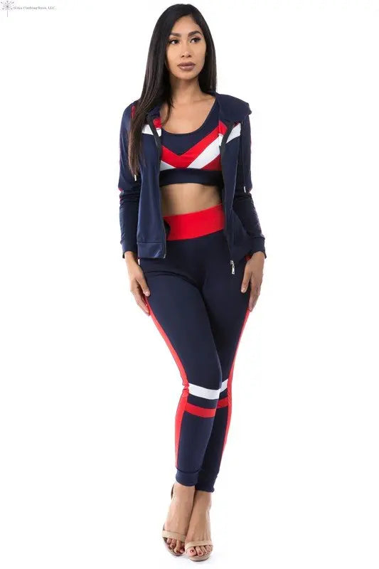 Activewear 3 Piece Set Navy Long Sleeves | Activewear Sets For Women | SiAra