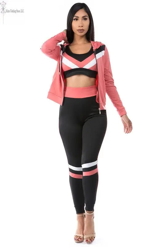 Gym wear Set 3 Piece Pink | Jogger Sets for Women | SiAra