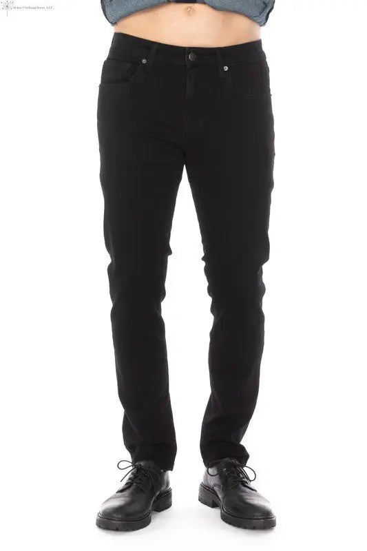 Men's Slim Cut Jeans Black Front | Men's Black Chino Pants | SiAra