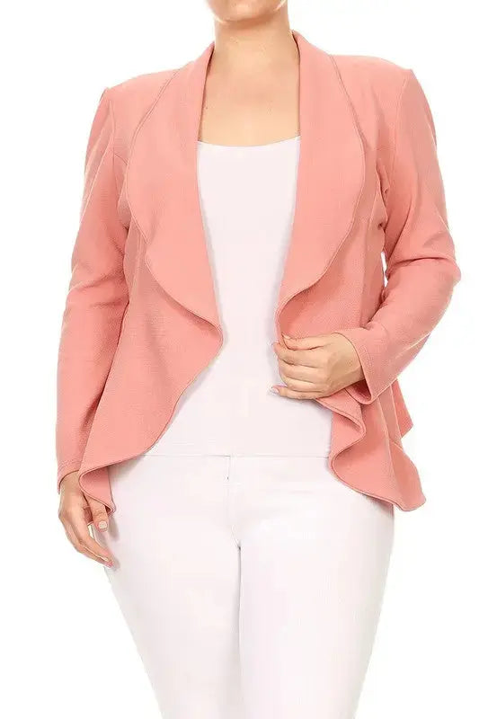 Blazer Jacket Plus Open Front Pink | SiAra Clothing Store, LLC