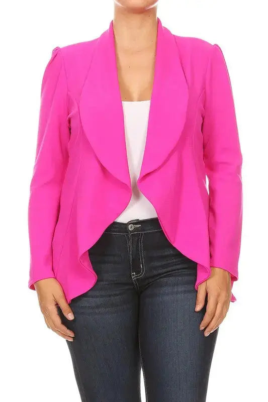 Blazer Jacket Plus Open Front Magenta | SiAra Clothing Store, LLC