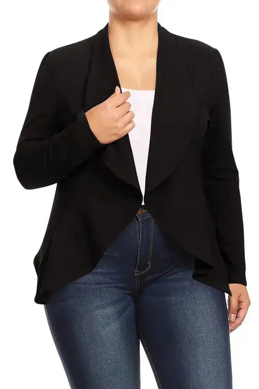 Blazer Jacket Plus Open Front Black | SiAra Clothing Store, LLC