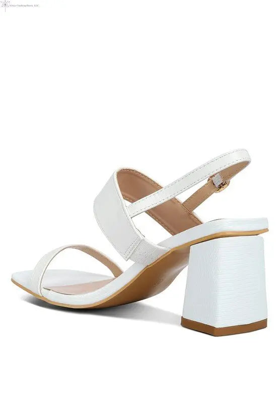 Block Heel Sandals Open Toe White Sided | SiAra