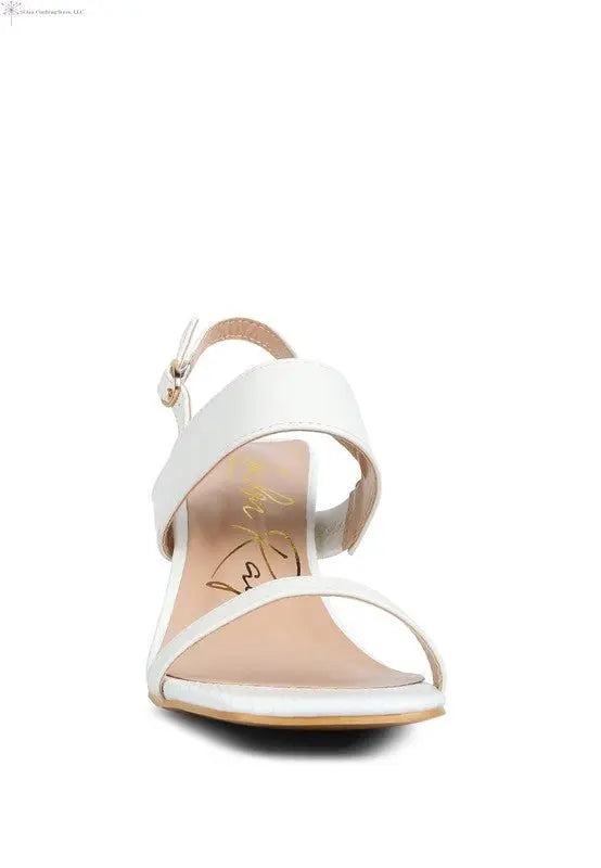 Block Heel Sandals Open Toe White Front | SiAra