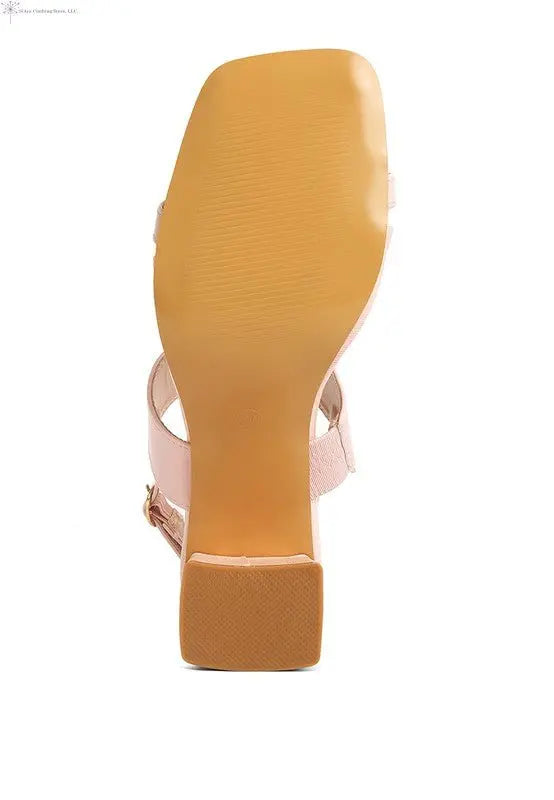 Block Heel Sandals Open Toe Pink Sole | SiAra