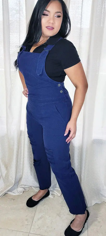 Blue Overall Destroyed with Pockets Sided | SiAra Clothing Store, LLC