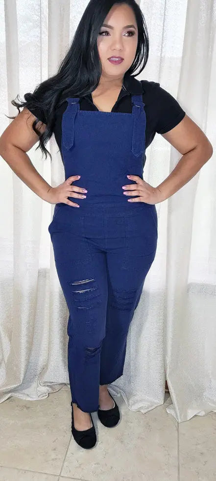 Blue Overall Destroyed with Pockets | SiAra Clothing Store, LLC