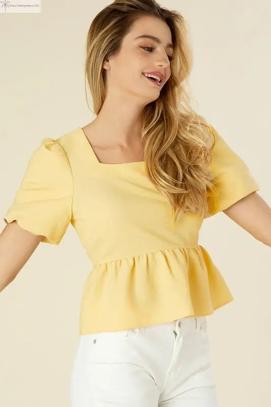 Ladies Short Sleeve Blouse Peplum Design | SiAra