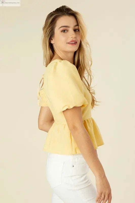 Ladies Short Sleeve Blouse Peplum Design Side | SiAra