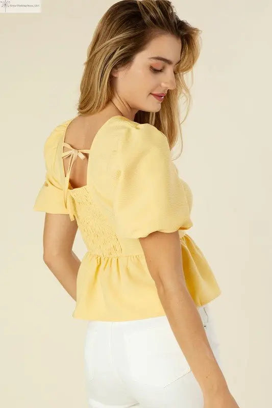 Ladies Short Sleeve Blouse Peplum Design Back | SiAra