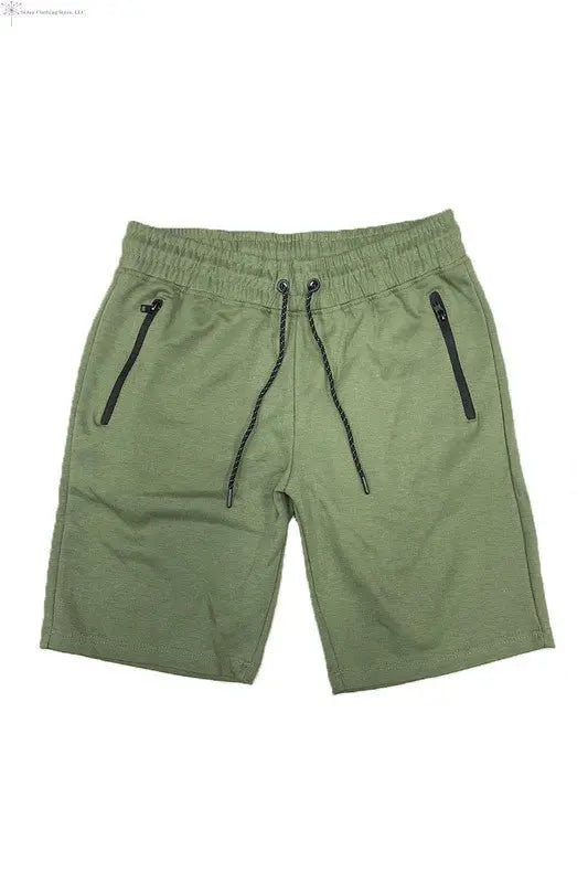 Men's Summer Shorts Elastic Waist Olive | SiAra