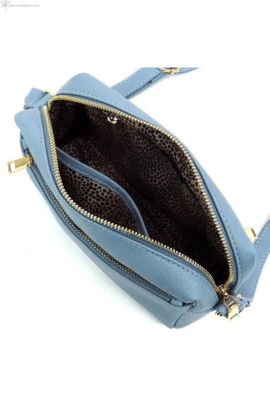 Faux Leather Crossbody Bag Inside | Blue Crossbody Purse | SiAra