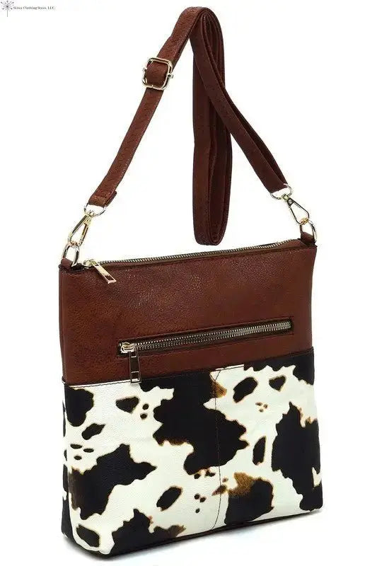 Leopard Cow Flower Pocket Crossbody Bag Fashion World