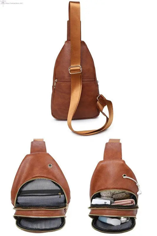 Crossbody Sling Backpack | Brown Details Sling Bag | SiAra