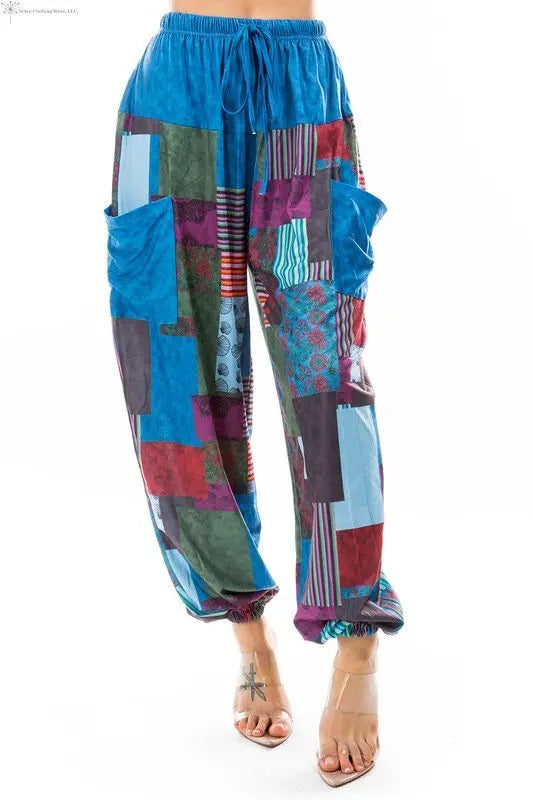 Bohemiam Harem Pants Multicolor Patch Front | Boho Harem Pants | SiAra