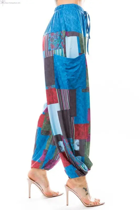 Bohemiam Harem Pants Multicolor Patch Right Side | Boho Harem Pants | SiAra