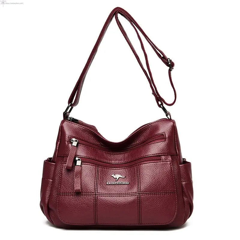 Leather Crossbody Bag Burgundy | SiAra Clothing Store, LLC