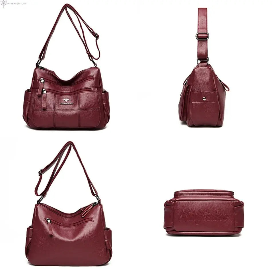 Leather Crossbody Bag Burgundy All Sides | SiAra Clothing Store, LLC