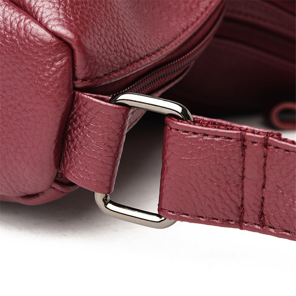 Leather Crossbody Bag Handle Closed-up | SiAra Clothing Store, LLC