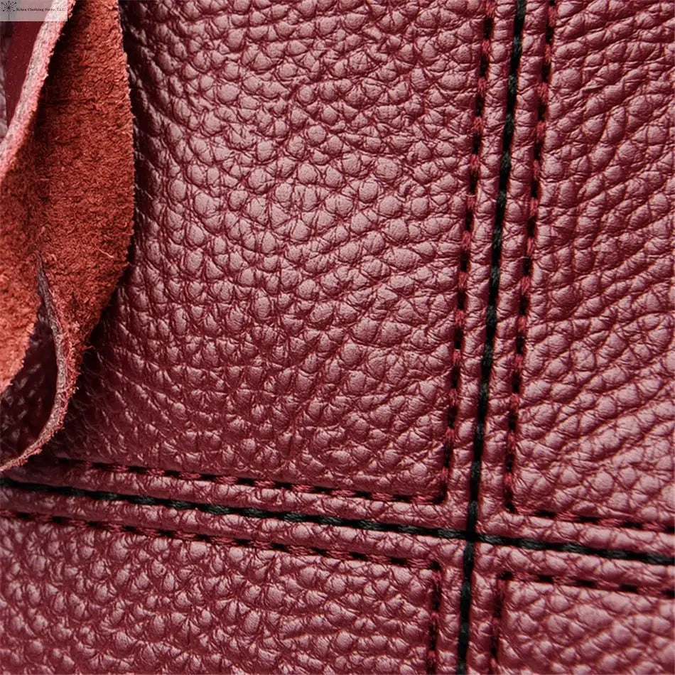 Leather Crossbody Bag Stitch Closed-up | SiAra Clothing Store, LLC