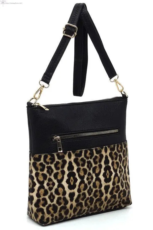 Fashion Crossbody Bag Sided | Black Leopard Crossbody Bag | Leopard Crossbody