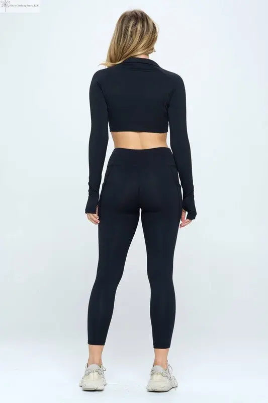 Women's Activewear Set High Neck Black Back | SiAra Clothing Store, LLC