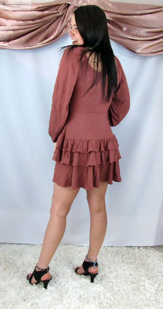 Long Sleeve Mini Dress Font Tie SiAra Clothing Store, LLC