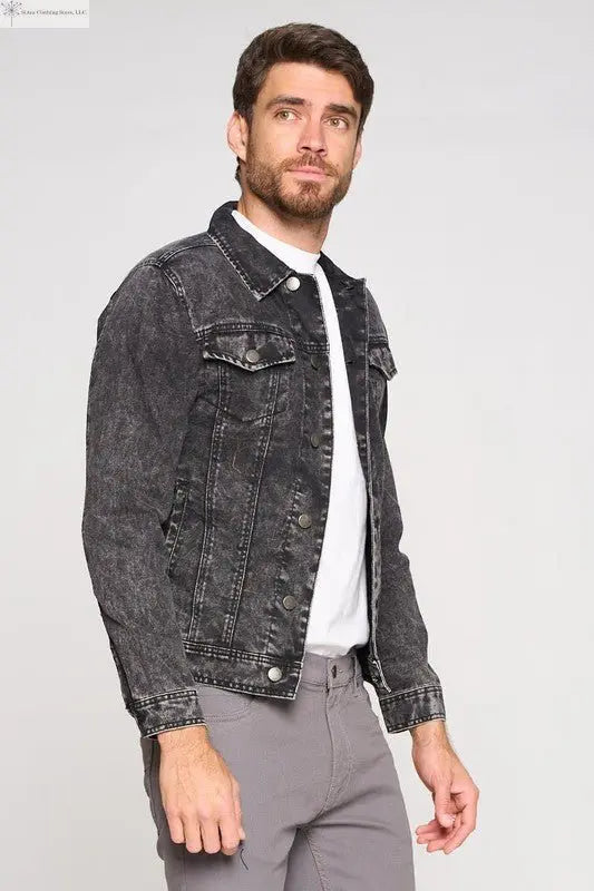 Black Jean's Jacket Men's Side | SiAra Clothing Store, LLC