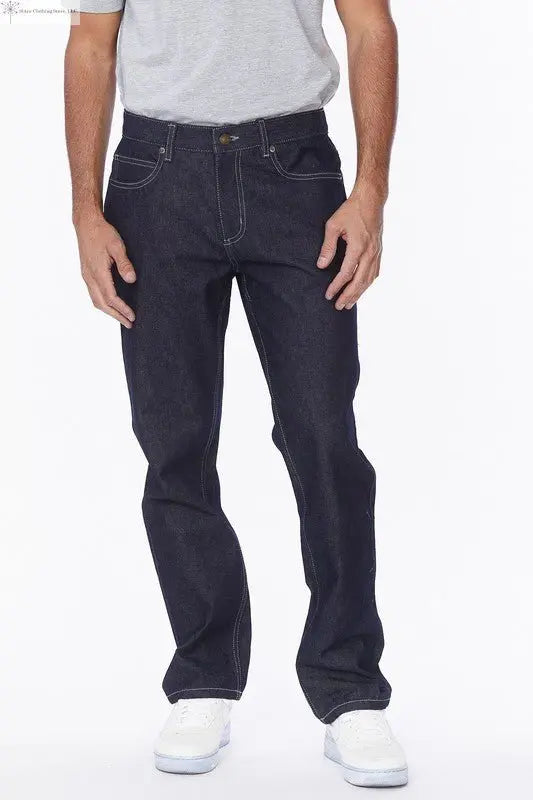 Men's Straight Leg Jeans Raw Blue | SiAra Clothing Store, LLC