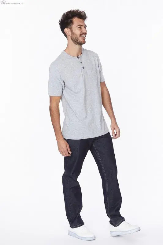 Men's Straight Leg Jeans Raw Blue Sided | SiAra Clothing Store, LLC