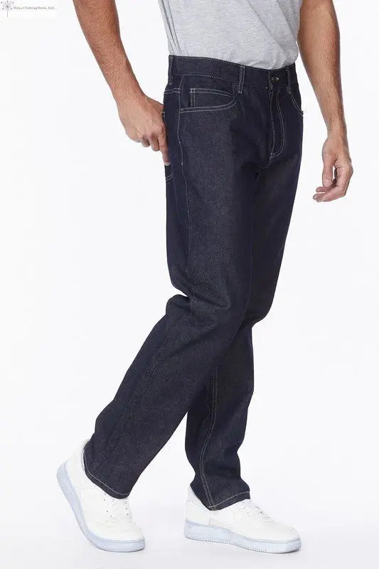Men's Straight Leg Jeans Raw Blue Side | SiAra Clothing Store, LLC