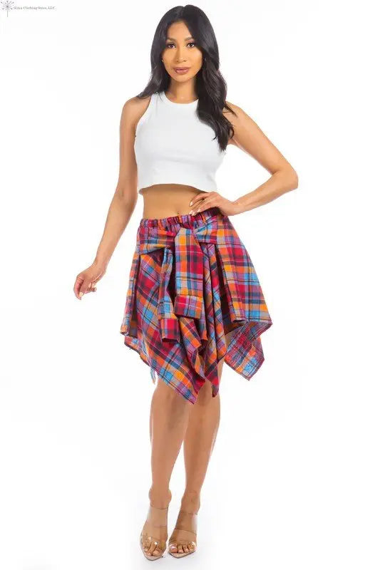 Multicolor Mini Skirt Asymmetrical Hem | Multicolor Mini Skirt | SiAra