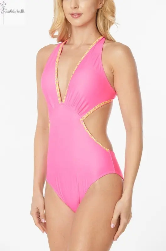 Sexy One Piece Bathing Suit Cut-Out Hot Pink | Slimming Swimsuits | SiAra