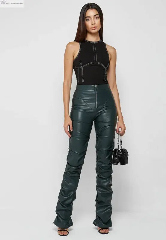 Olive Faux Leather Pants | High Waisted Faux Leather Pants | SiAra