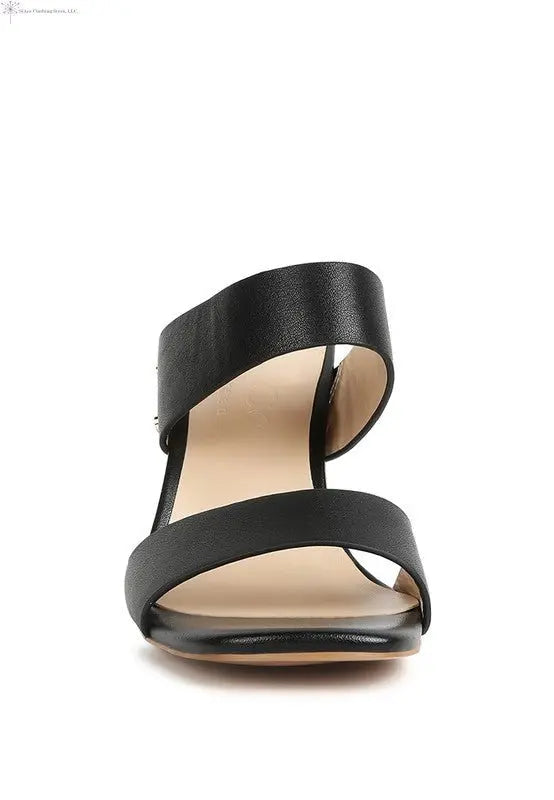 Women's Open Toe Shoes Slim Block Heels Black Front | SiAra Clothing Store, LLC
