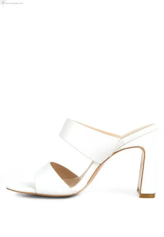 Women's Open Toe Shoes Slim Block Heels White Side | SiAra Clothing Store, LLC