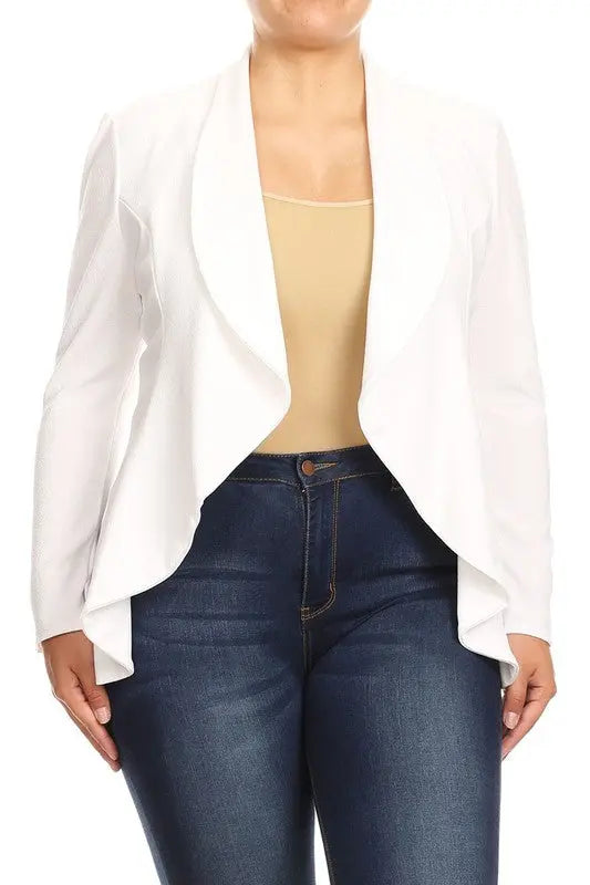 Blazer Jacket Plus Open Front Ivory | SiAra Clothing Store, LLC