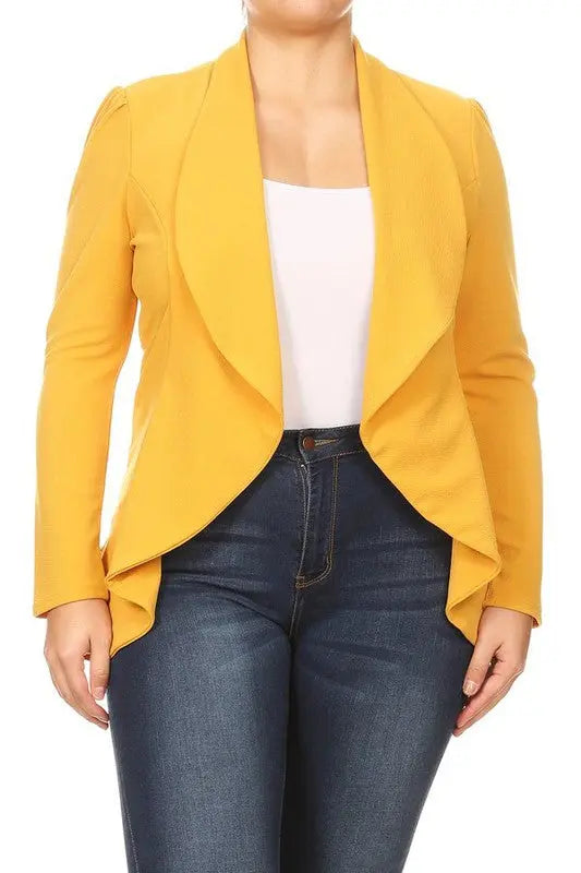 Blazer Jacket Plus Open Front Muztard | SiAra Clothing Store, LLC