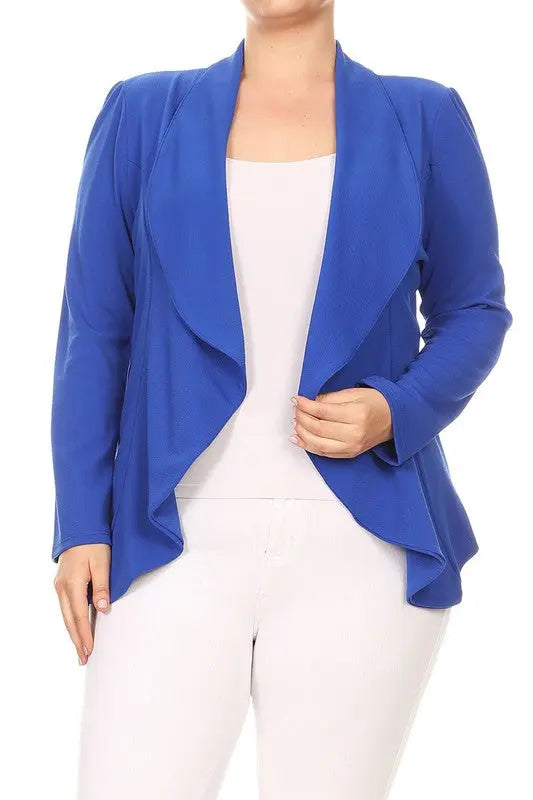 Blazer Jacket Plus Open Front Royal blue | SiAra Clothing Store, LLC