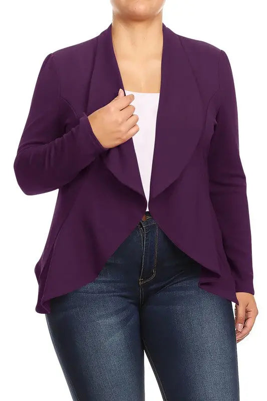 Blazer Jacket Plus Open Front Purple | SiAra Clothing Store, LLC
