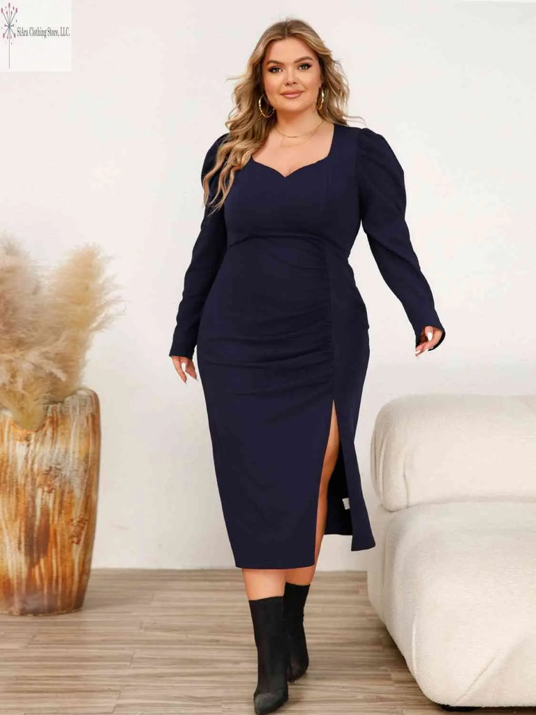 Plus Size Midi Dress Side Slit | Women's Plus Size Midi Dresses | SiAra