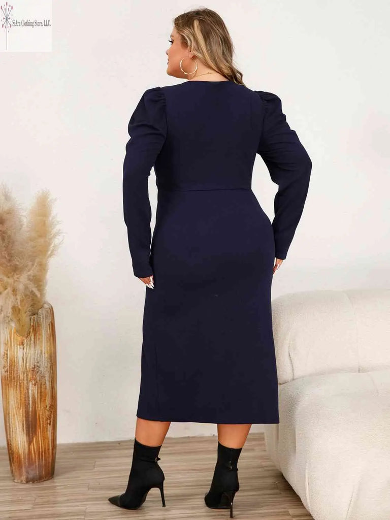 Plus Size Midi Dress Side Slit Back | Women's Plus Size Midi Dresses | SiAra