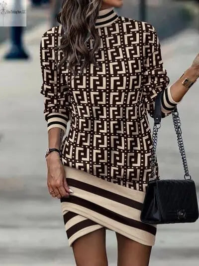 Long Sleeve Sweater Dress Tan | Mini Long Sleeve Sweater Dress | SiAra