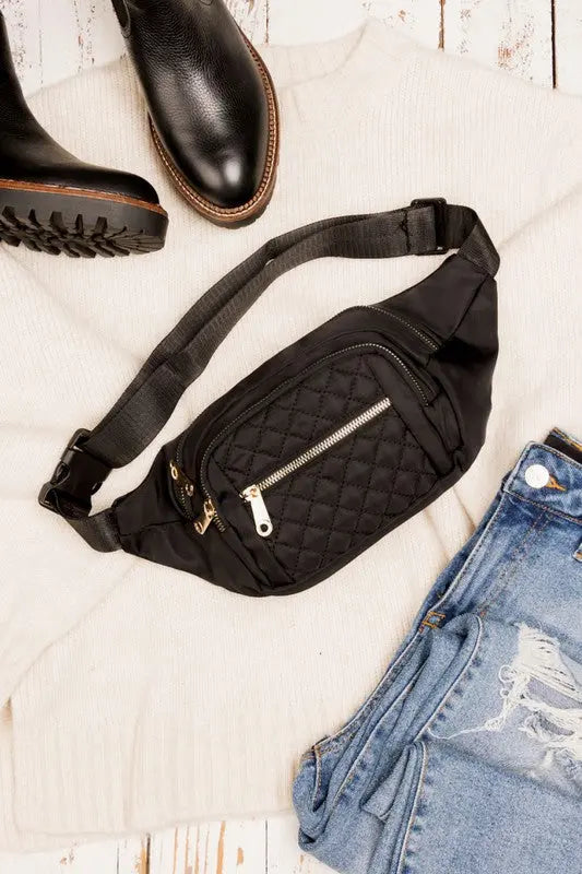 Crossbody Sling Bag Quilted Black alone | SiAra Clothing Store, LLC