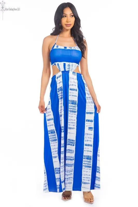 Royal Blue Maxi Dress Open Back Sided | Low Back Long Dress | SiAra