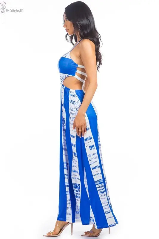 Royal Blue Maxi Dress Open Back Side | Low Back Long Dress | SiAra