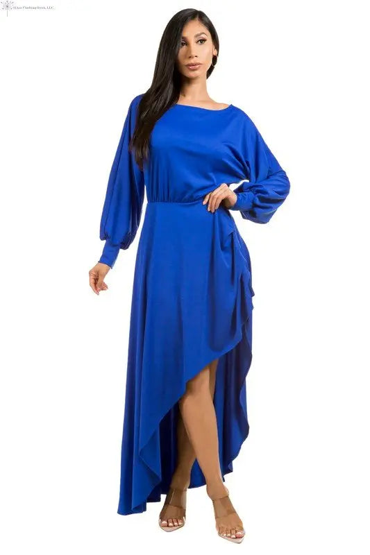 Royal Blue Maxi Dress Side Slit | Maxi Dress for Wedding | SiAra