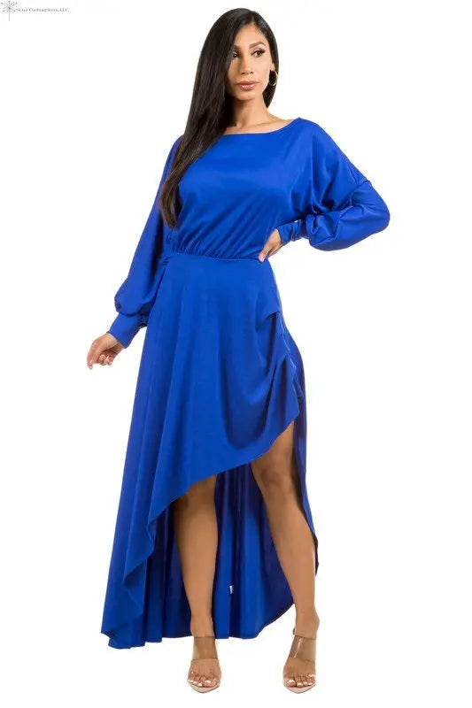 Royal Blue Maxi Dress Side Slit Front | Maxi Dress for Wedding | SiAra