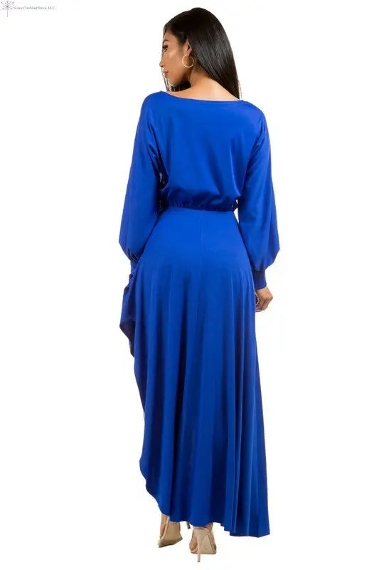 Royal Blue Maxi Dress Side Slit Back | Maxi Dress for Wedding | SiAra