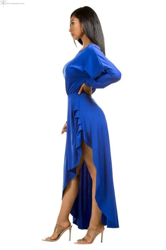 Royal Blue Maxi Dress Side Slit Side | Maxi Dress for Wedding | SiAra